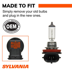 SYLVANIA H8 installed in fog light showing improved visibility benefit