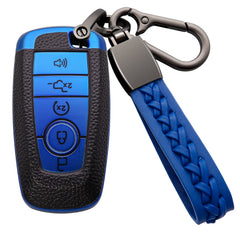 Syodiesn blue 5-button Ford key fob cover showing front fit and button access