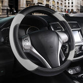 szttswamp front view of grey steering wheel cover shows fit and style for better grip