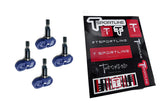 T Sportline Tesla OEM BLE TPMS front packaging showing four sensors and decal benefits