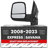 T1A driver-side mirror front view showing OEM fit and clean finish benefit