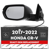 T1A driver side mirror front view showing smooth black finish and OEM fit benefit