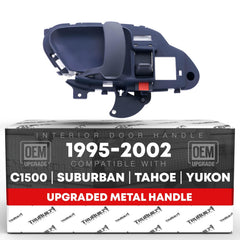 T1A blue interior handle front view showing clean shape and fit benefit