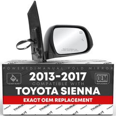 T1A front view of passenger mirror showing smooth black cover and fit