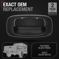 T1A bezel installed on Silverado tailgate demonstrating accurate fitment