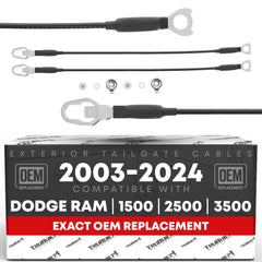 T1A tailgate cable set front view showing packaging and OEM fit benefits