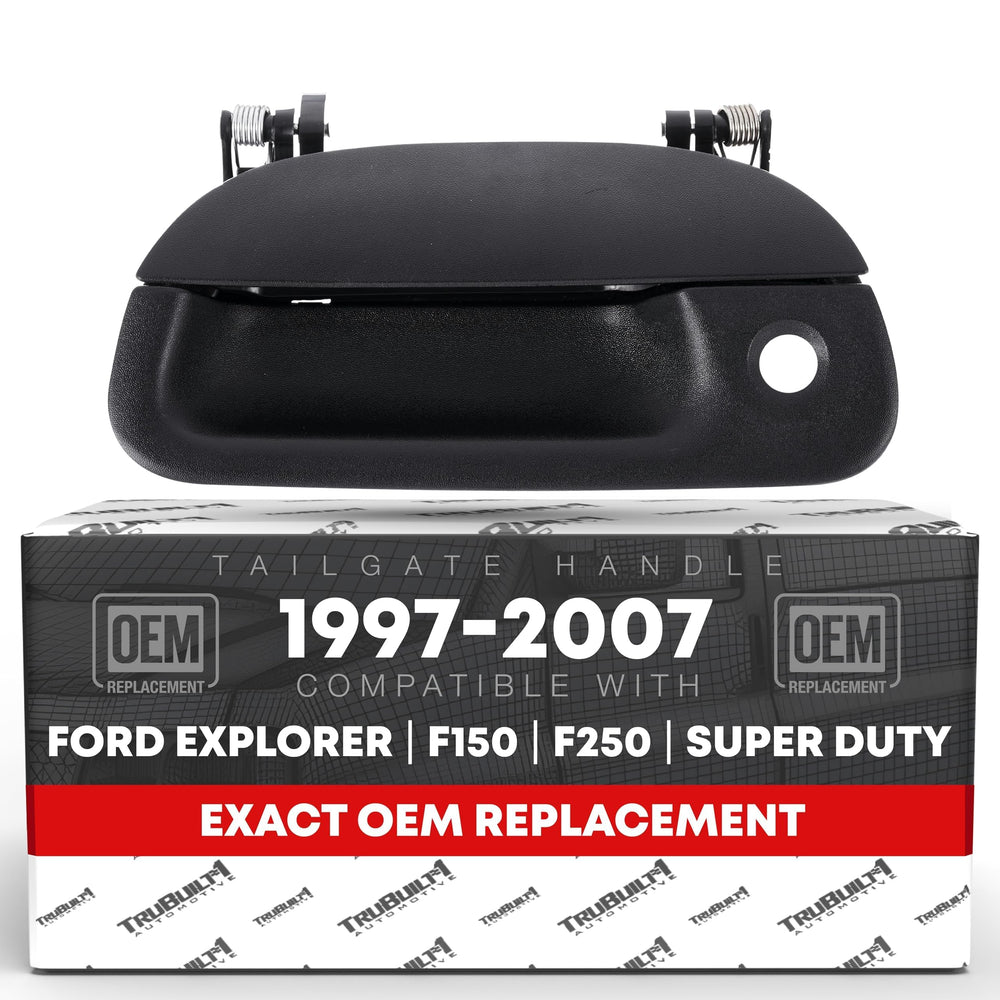 T1A tailgate handle front view showing OEM-fit and restored appearance