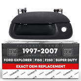 T1A tailgate handle front view showing OEM-fit and restored appearance