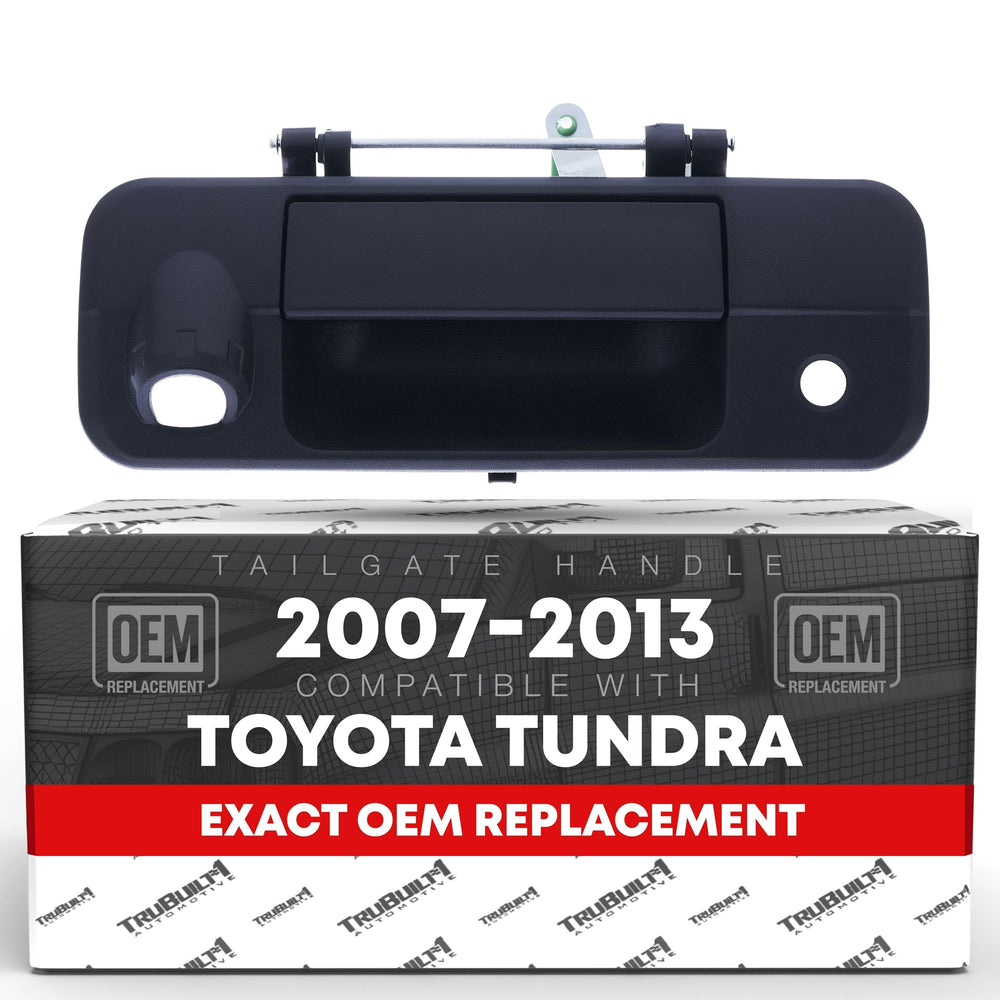 T1A tailgate handle front view showing mounting points and finish benefits
