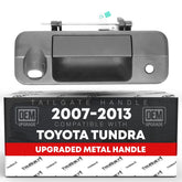 T1A front view of tailgate handle showing textured black finish and mounting points, durable replacement