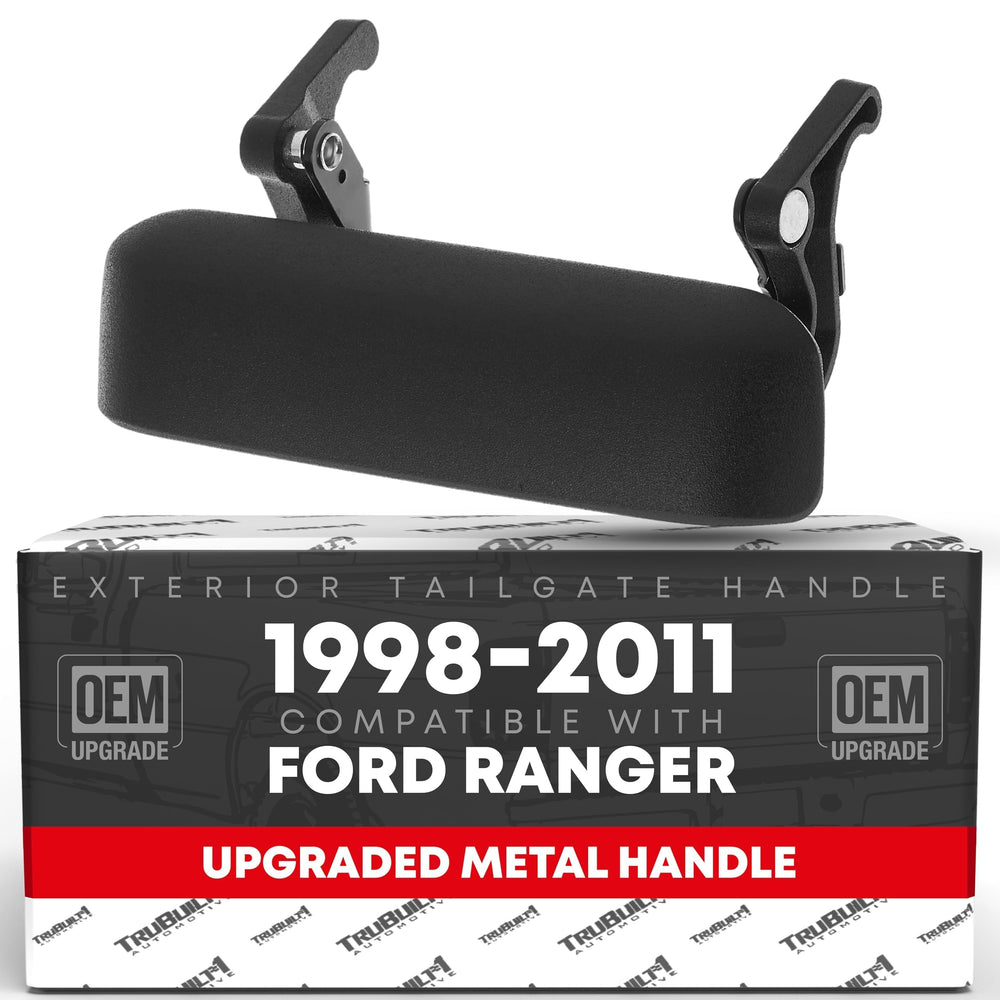 T1A front view of tailgate handle showing textured black finish and durable build