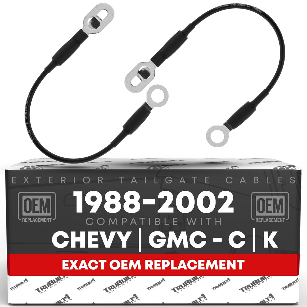 T1A tailgate support front packaging showing left and right straps and labels for quick identification and correct replacement
