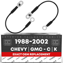 T1A tailgate support front packaging showing left and right straps and labels for quick identification and correct replacement