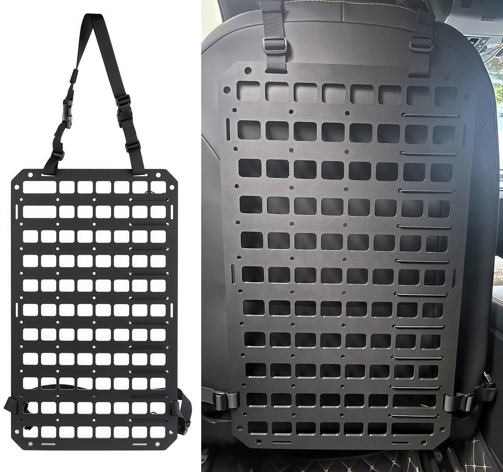 TACNEX front view on seat back showing stable mounting and organization benefit