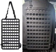 TACNEX front view on seat back showing stable mounting and organization benefit