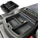 TACOBRO front view of console tray showing organized compartments and OEM look