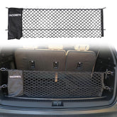 TacoNets front view of envelope cargo net showing secure fit and organized trunk