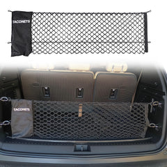 TacoNets front view of envelope cargo net showing secure fit and organized trunk