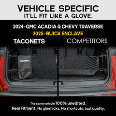 TacoNets compact storage bag holding net for easy removal and stowage