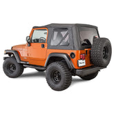TACTIK front view of installed Jeep TJ soft top showing clean fit and protection