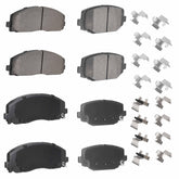 TadaMark front and rear pad kit packaging showing all eight pieces and fitment labels for quick identification