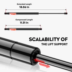 TadaMark rear window lift supports close-up highlighting durable finish and fit