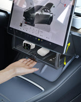 Tadpole Jump front view installed under Tesla screen for hidden organization