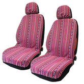 TAGMORE front seat set styled in pink boho cabin showing vibrant look and protection