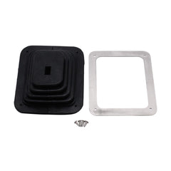 TAKPART front view of shifter boot kit showing chrome plate for upgraded appearance
