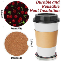 Tallew cherry coasters inside cupholder absorbing spills and condensation