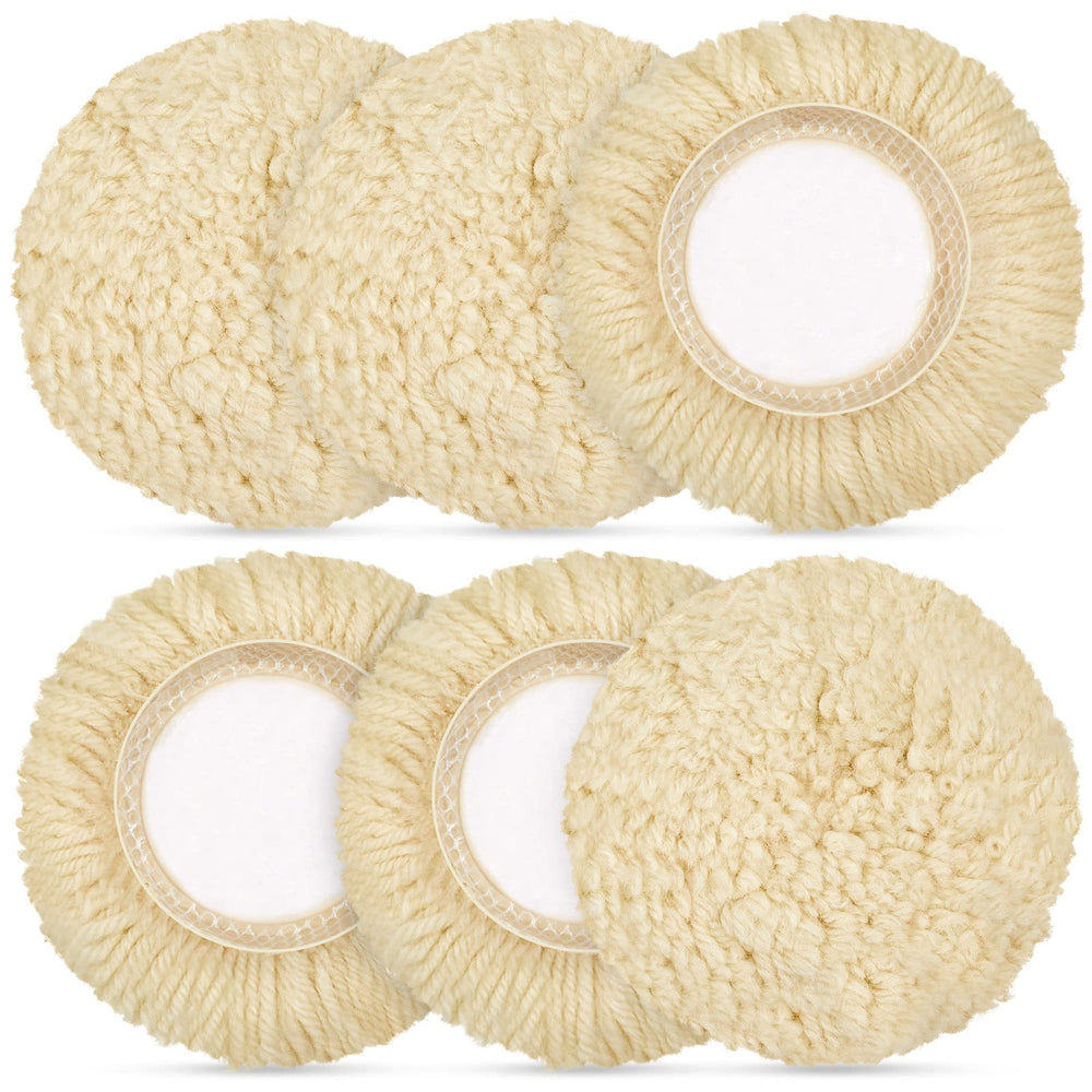 Tallew front packaging showing six 3-inch wool buffing pads and benefits