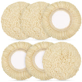 Tallew front packaging showing six 3-inch wool buffing pads and benefits