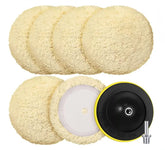 Tallew front view of 8-inch wool pads kit showing included accessories and benefits