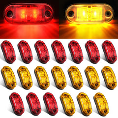 Tallew front view of red and amber marker lights showing clear lens and colors, for safer visibility