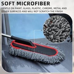 Tanlade brush cleaning a car grille, removing dust without scratching painted surfaces