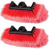 Tanlade front view of two red brush heads showing design and size benefit