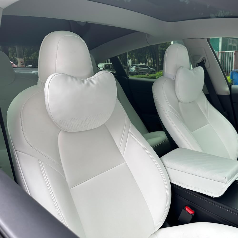 TANOLA TESBEAUTY front view of white two-pack improving Tesla comfort