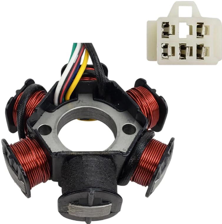 TAOTAO front view of stator assembly showing mounting holes and compact design for easy replacement