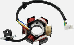 TAOTAO stator beside a ruler showing 83mm diameter and 29mm center hole for accurate fit confirmation