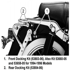 TCMI kit installed on a Road King demonstrating secure front docking fit