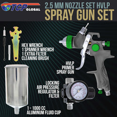 TCP Global close-up of the 2.5mm nozzle and full baffle head delivering precise atomization