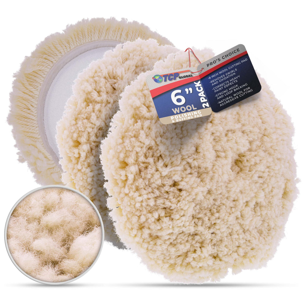 TCP Global front view of 6-inch wool pad showing full face and grip for fast correction
