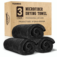 TEAWOO front pack showing three neatly folded towels and hook, highlights value