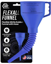 TEC Products funnel front view showing full 12-inch length and blue color for easy, accurate pouring