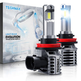 TECHMAX H11 front view showing bulb design and plug for fast install