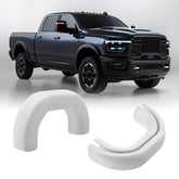 TECHPICCO front view of white tow hook cover showing clean fit and finish