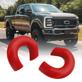 TECHPICCO front view red tow hook cover showing clean fit and style