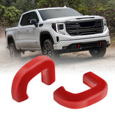 TECHPICCO red tow hook covers front view showing sleek fit and improved appearance
