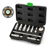 TecoTek front packaging showing full 10-piece spark plug set and case for organized storage