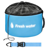 Tecreddy front view of blue hose bag showing compact organized storage benefit